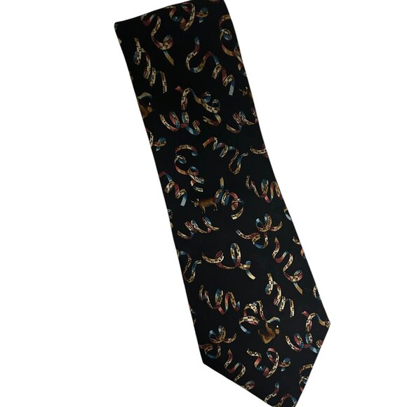 Nicole Miller 100% Silk Necktie Multicolor Woven Graphic Tie - Picture 1 of 5